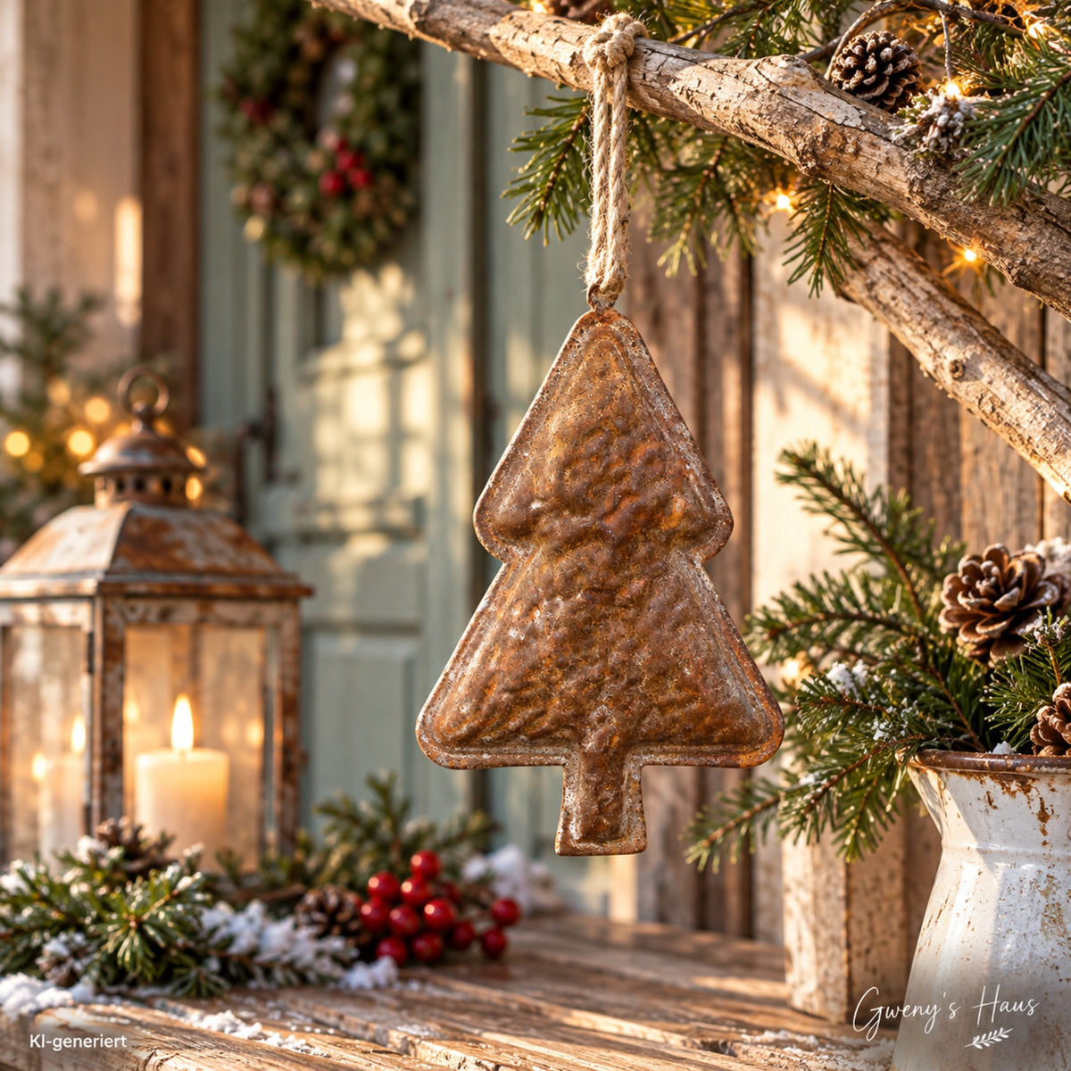Deko Tannenbaum Rost zum Aufhängen 20 cm