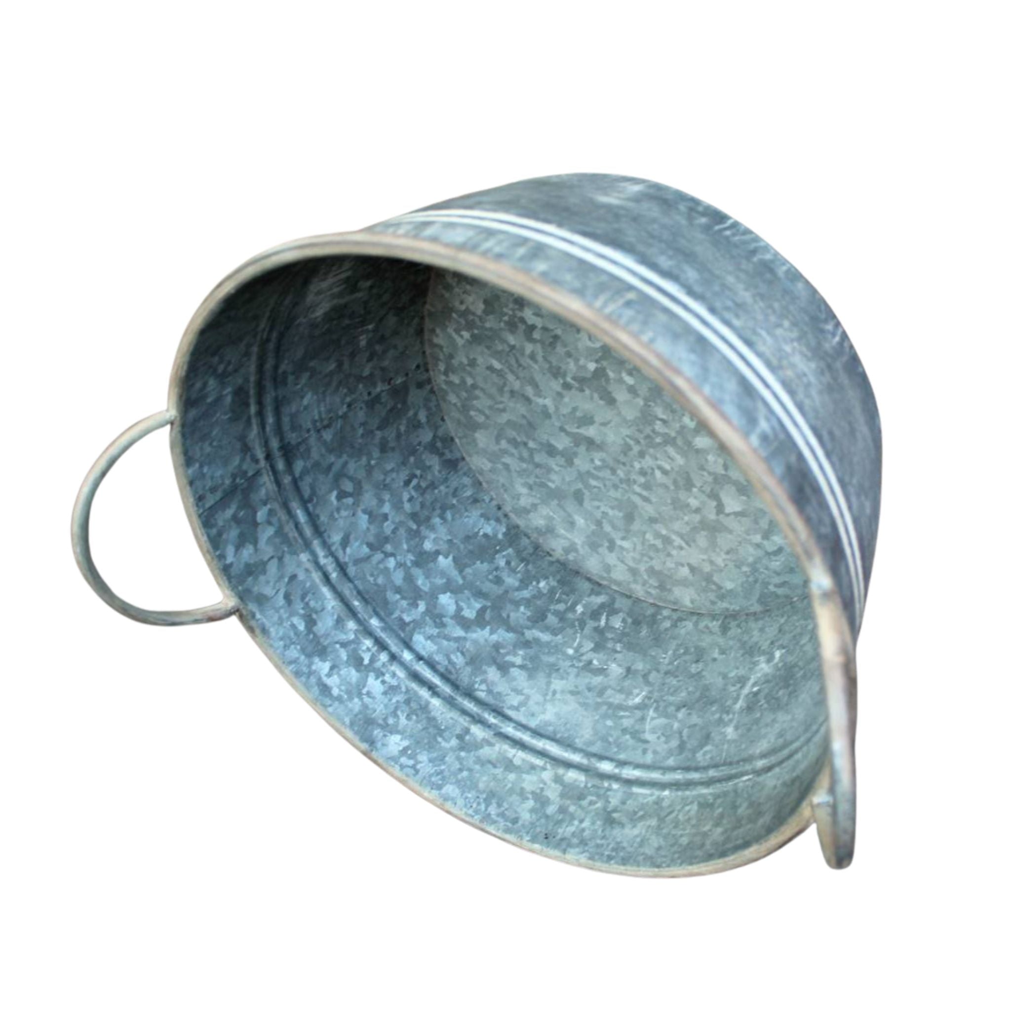 Zink Pflanzschale rund Vintage mit Griffen 33cm