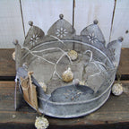 Metall Krone Tablett Shabby Chic grau 27cm