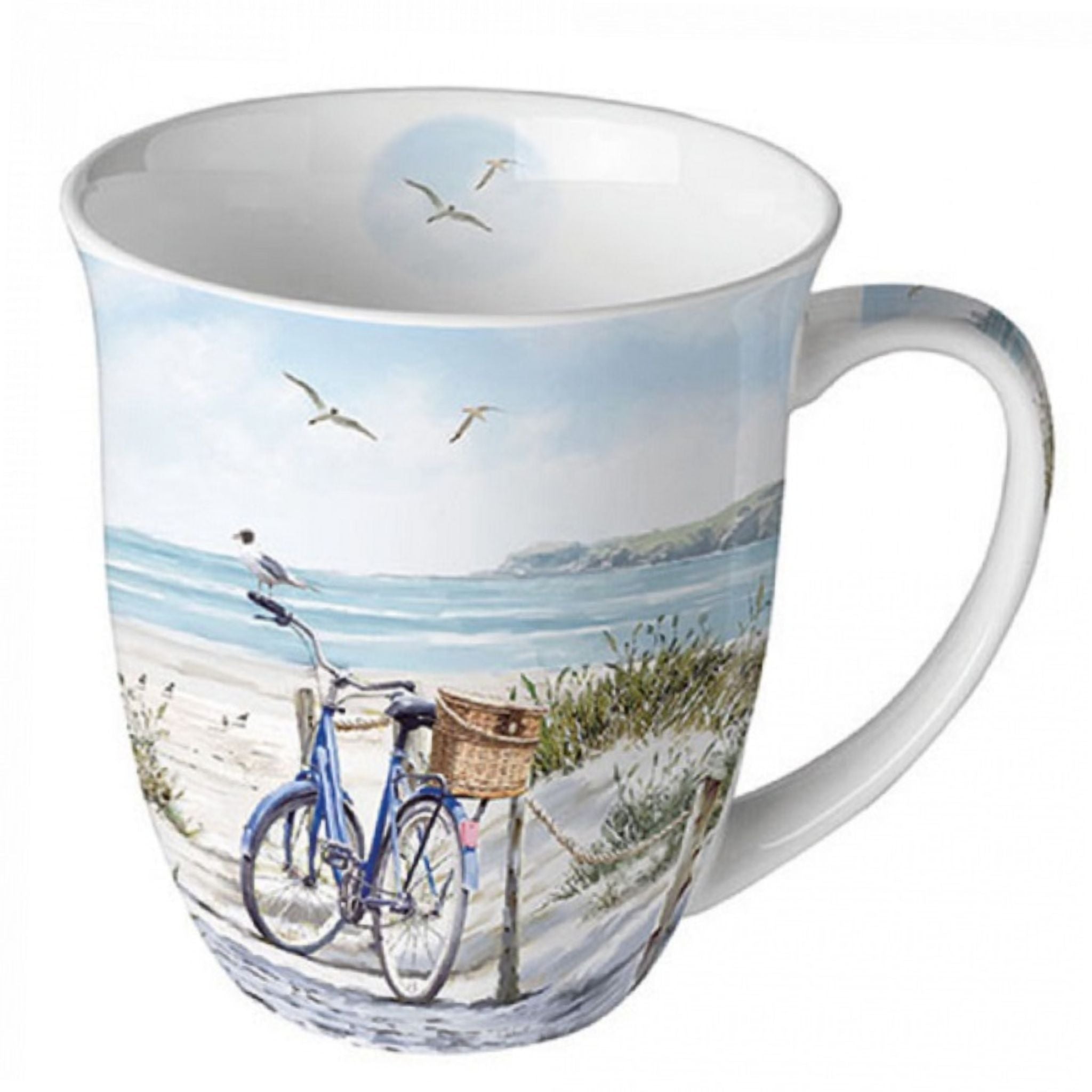 Porzellan Tasse Fahrrad am Strand Maritimer Stil 0,4L