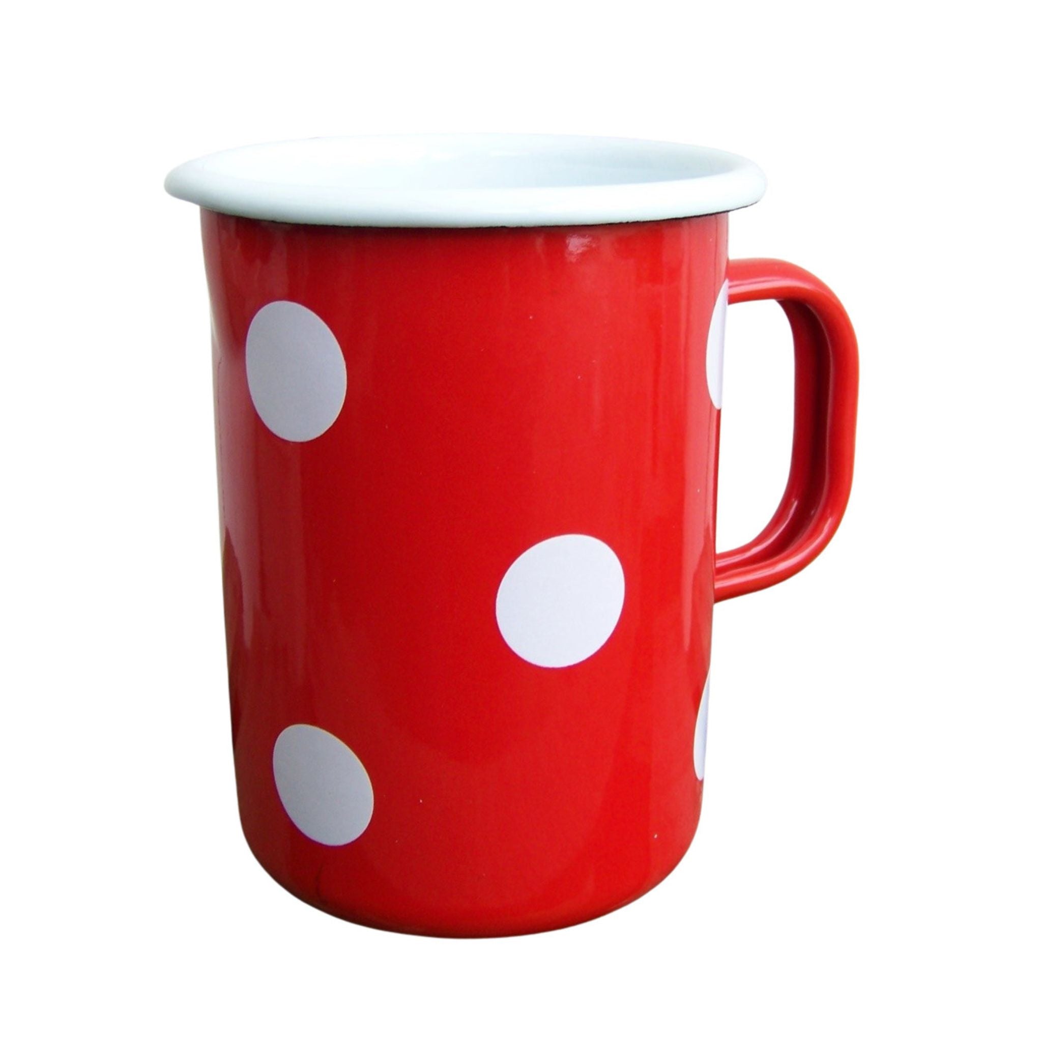 Emaille Messbecher Rot Weiß gepunktet Retro 0,5L
