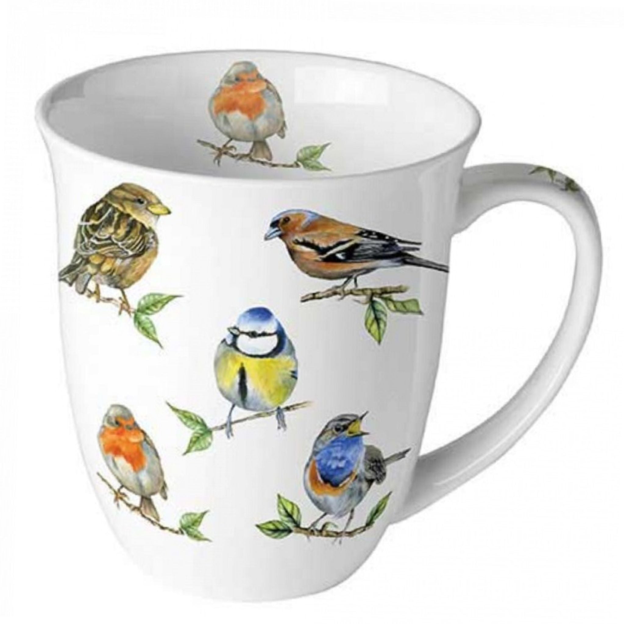 Porzellan Tasse Heimische Vogelarten Weiß 0,4L