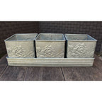 Zink Pflanztopf Set Rosen-Relief 3er Set Landhaus 37 cm