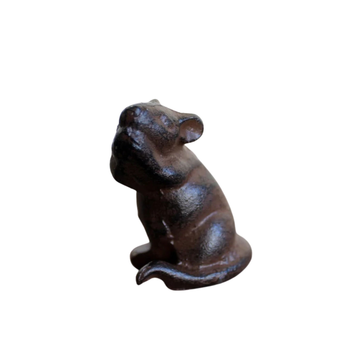 Gartenfigur Maus sitzend Gusseisen