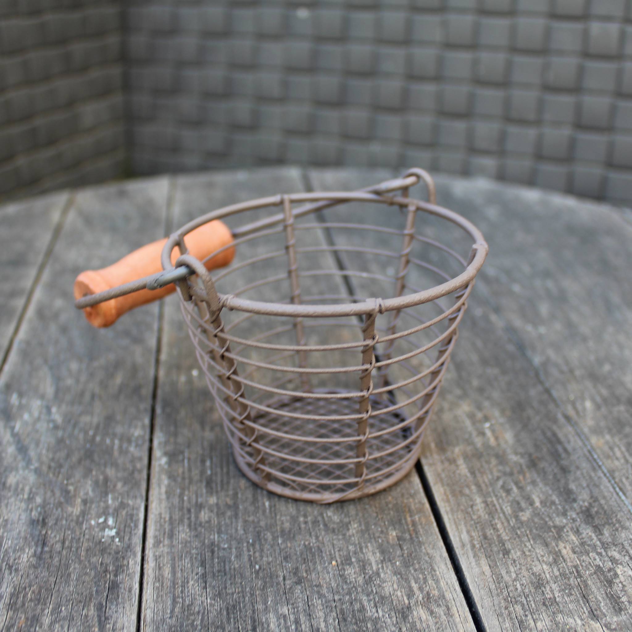Mini Drahtkorb Rustikal mit Holzgriff Landhausstil H7 cm