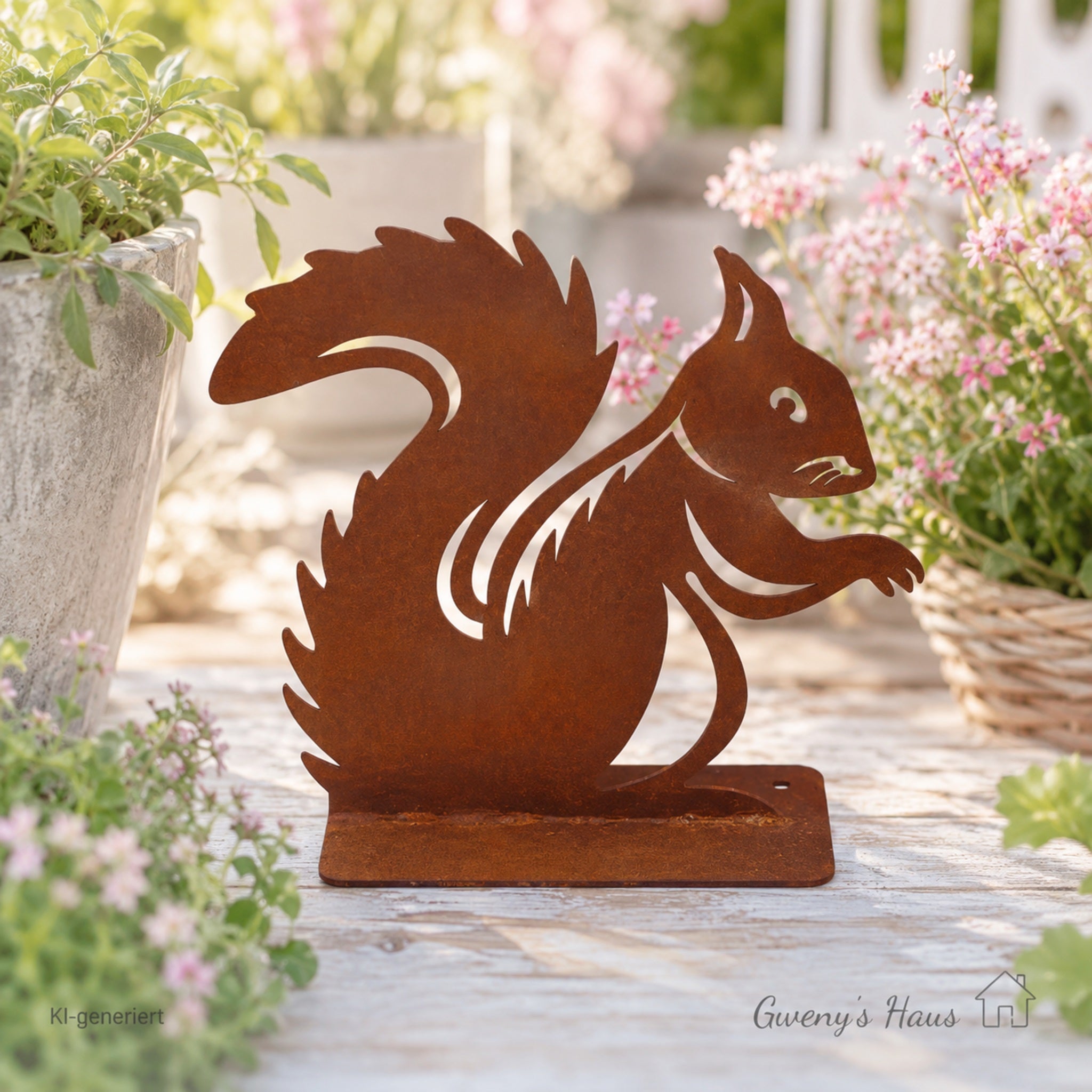 Gartenfigur Eichhörnchen Rost Landhausstil H20cm