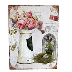 Blechschild Kanne Rosen Shabby Wandbild 25 x 33 cm