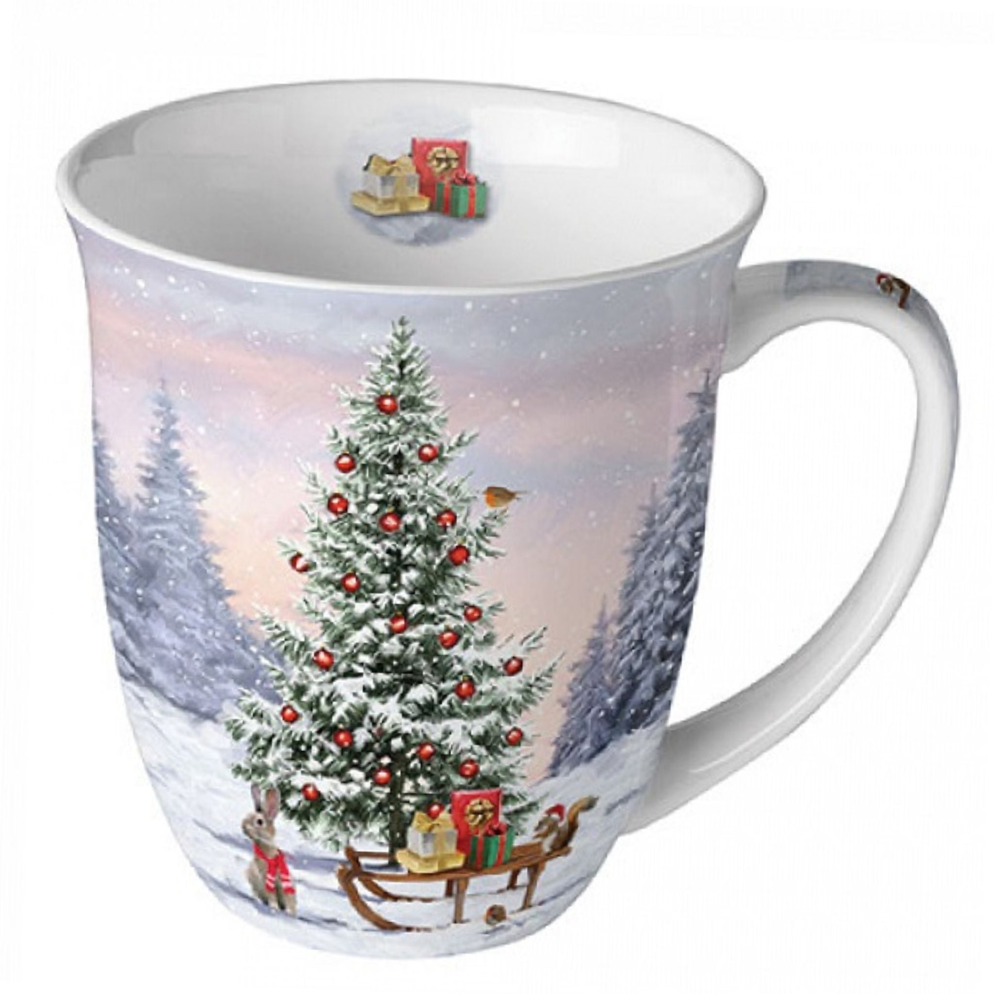 Porzellan Tasse Waldweihnacht Tiere Winter 0,4L