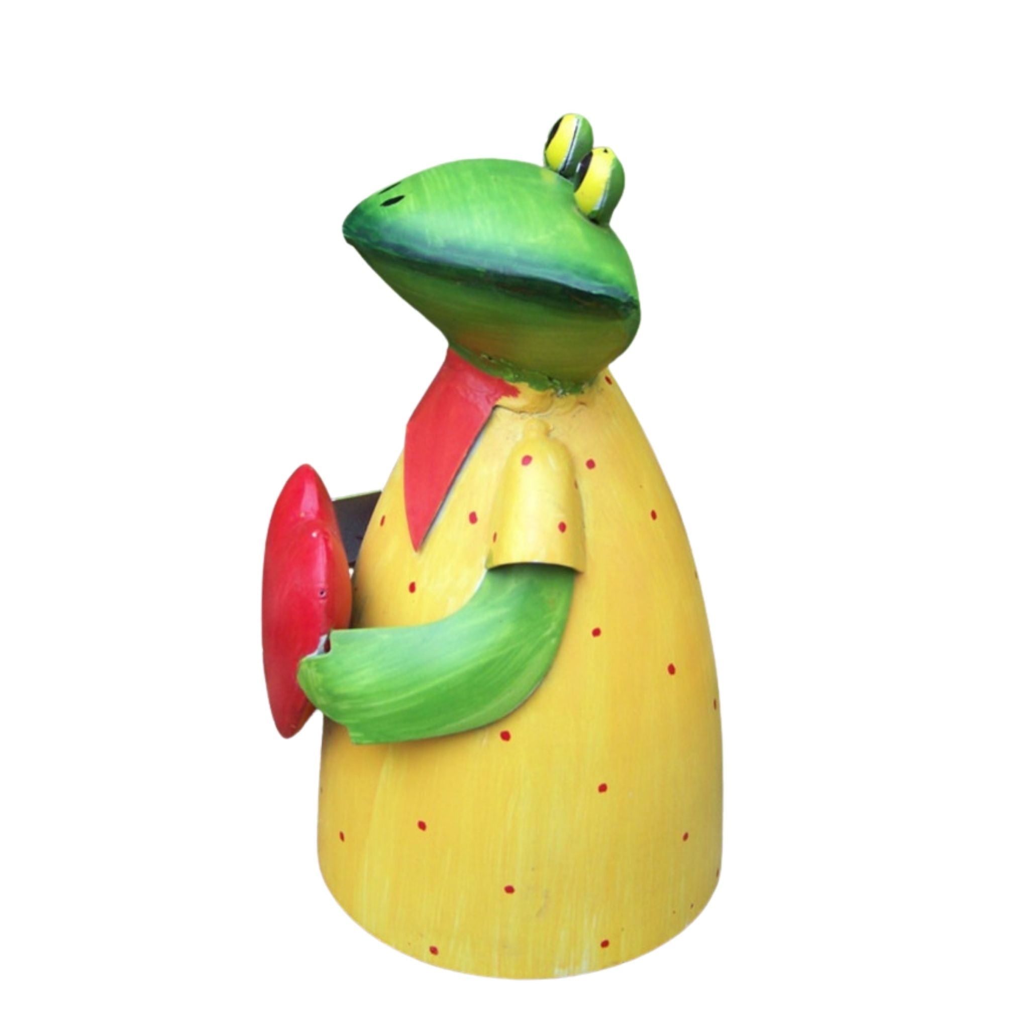 Gartenfigur Zaunhocker Frosch Dame mit Herz Metall 18,5cm