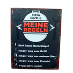Shabby Blechschild Grillregeln Wanddeko