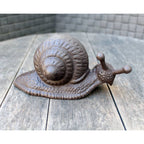 Gartenfigur Schnecke Gusseisen Antikbraun Landhaus-Stil 16cm