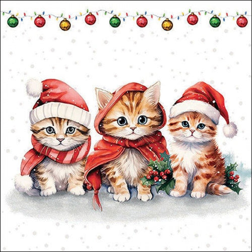 20 Servietten Katzen Trio Weihnachtsdeko