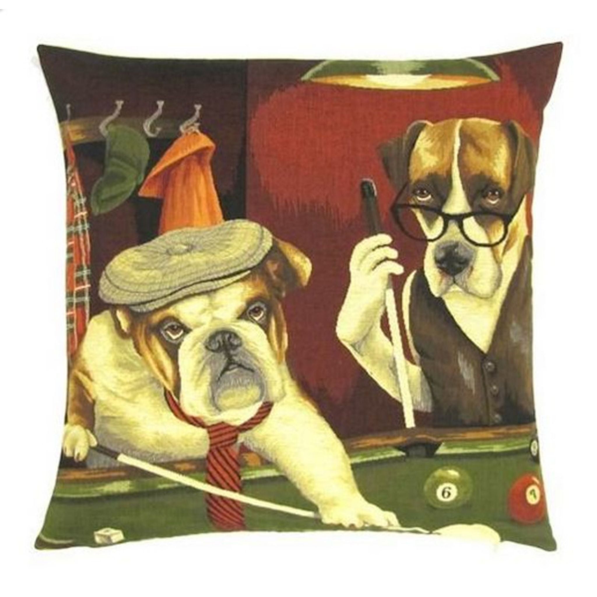 Gobelin Kissen Hunde Billard Vintage 45x45