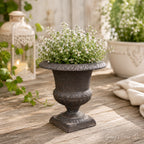 Amphore Gusseisen klein Antikbraun Landhausstil H14cm