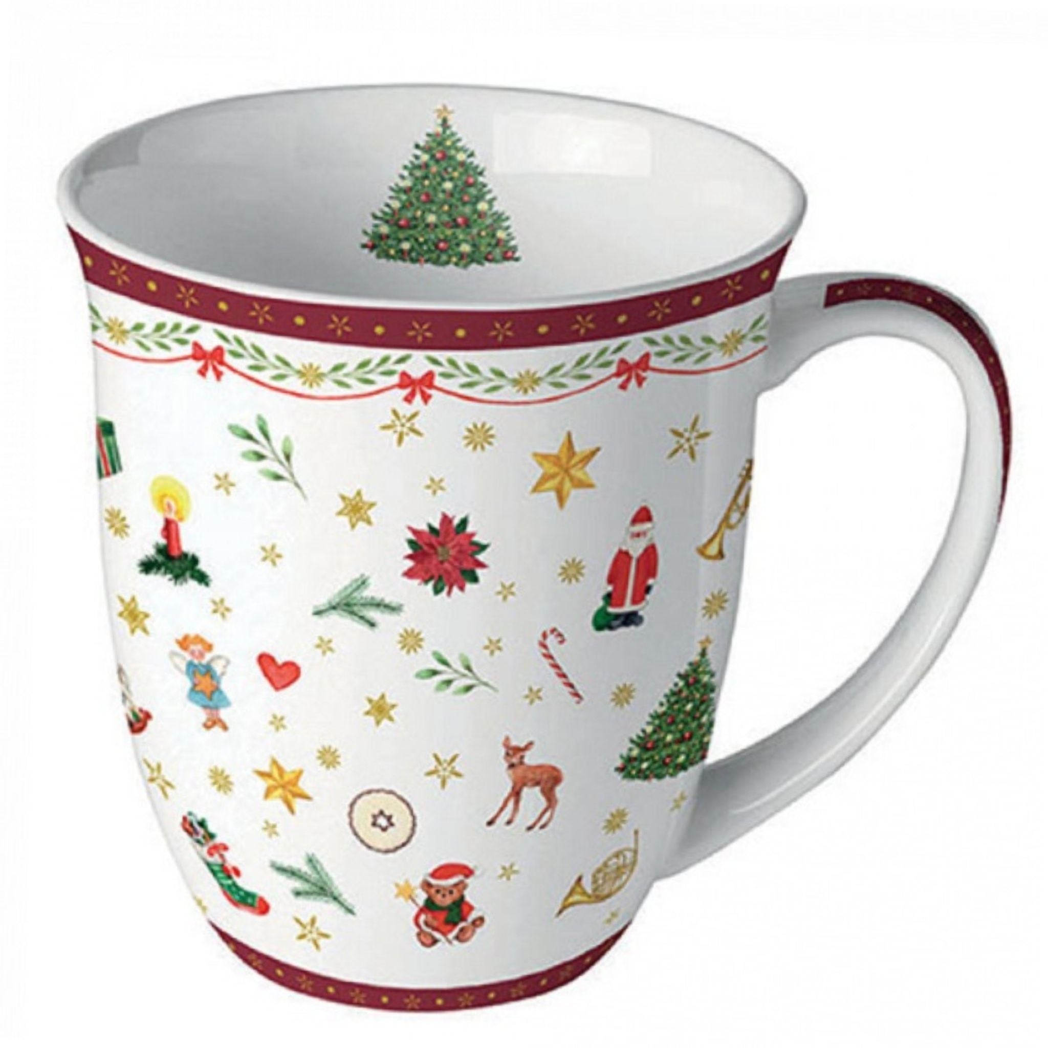 Porzellan Tasse Weihnachten Nostalgie Rot 0,4L