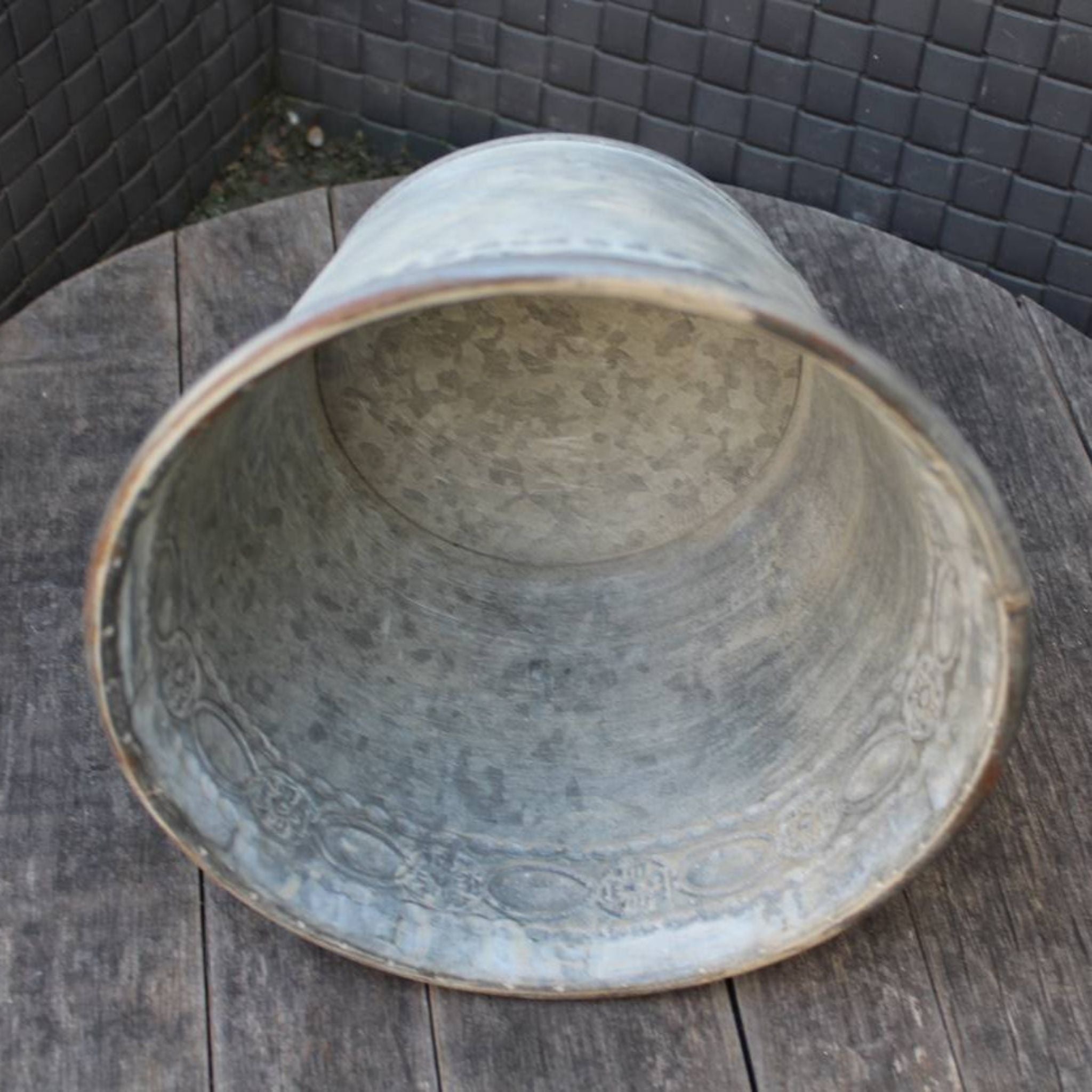 Zink Pflanzkübel Relief-Rand Vintage-Stil 22cm