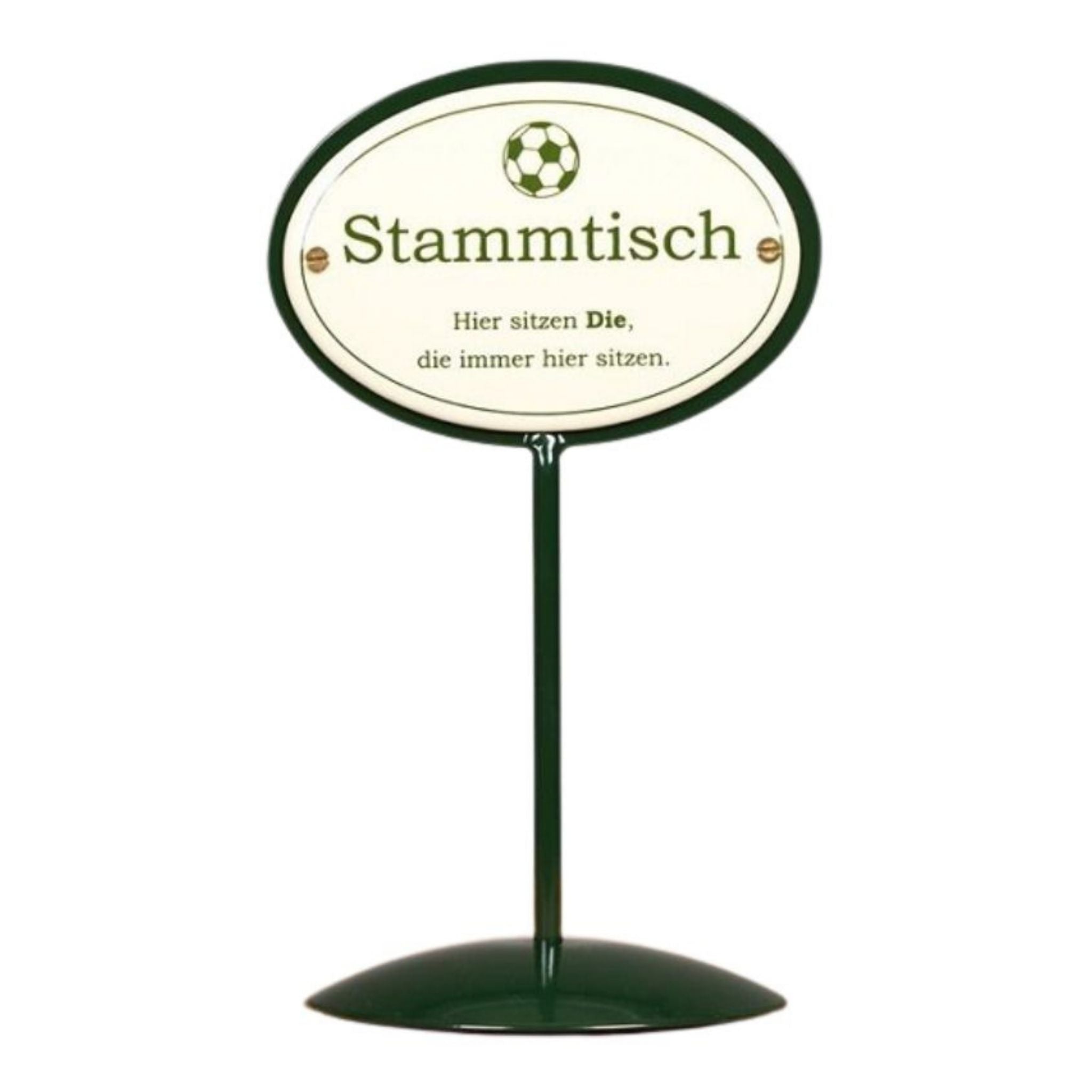 Emaille Stammtisch Tischständer Fußball im Retro-Look