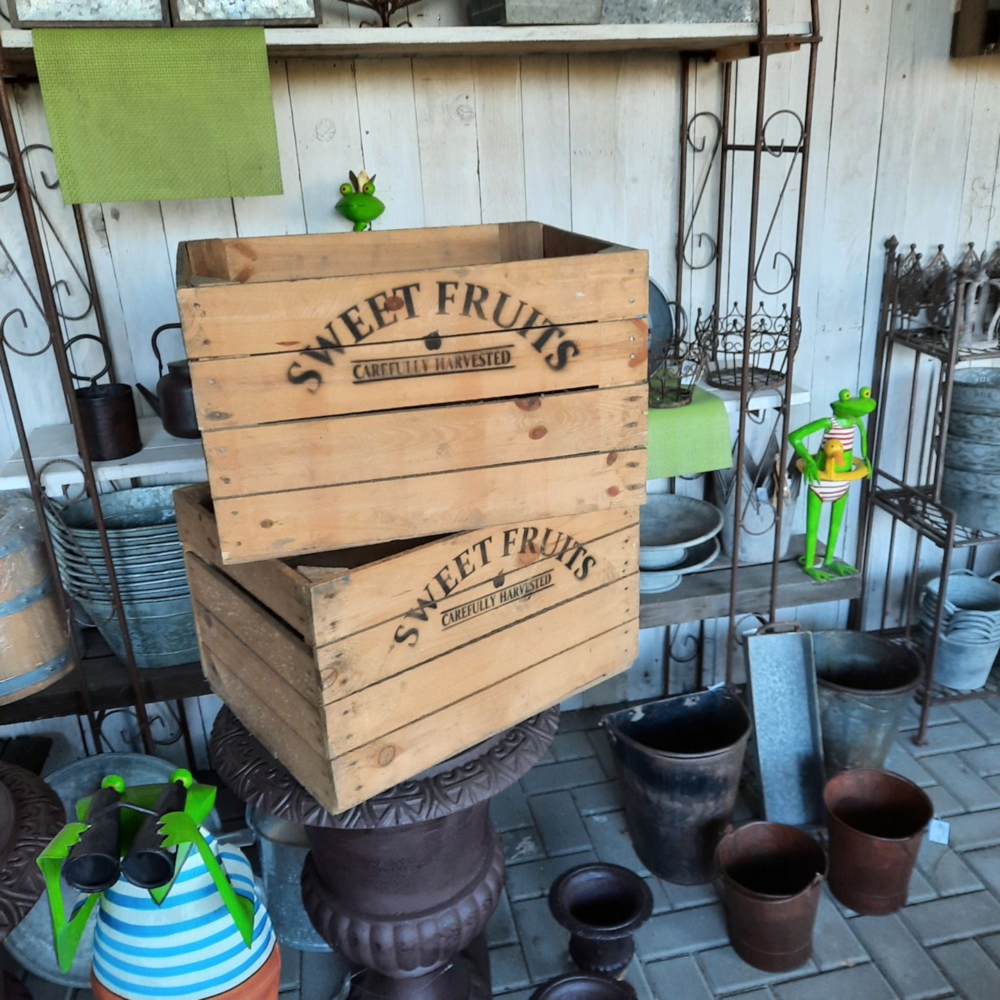 Apfelkiste "SWEET FRUITS" – rustikale Holzkiste im Vintage-Stil