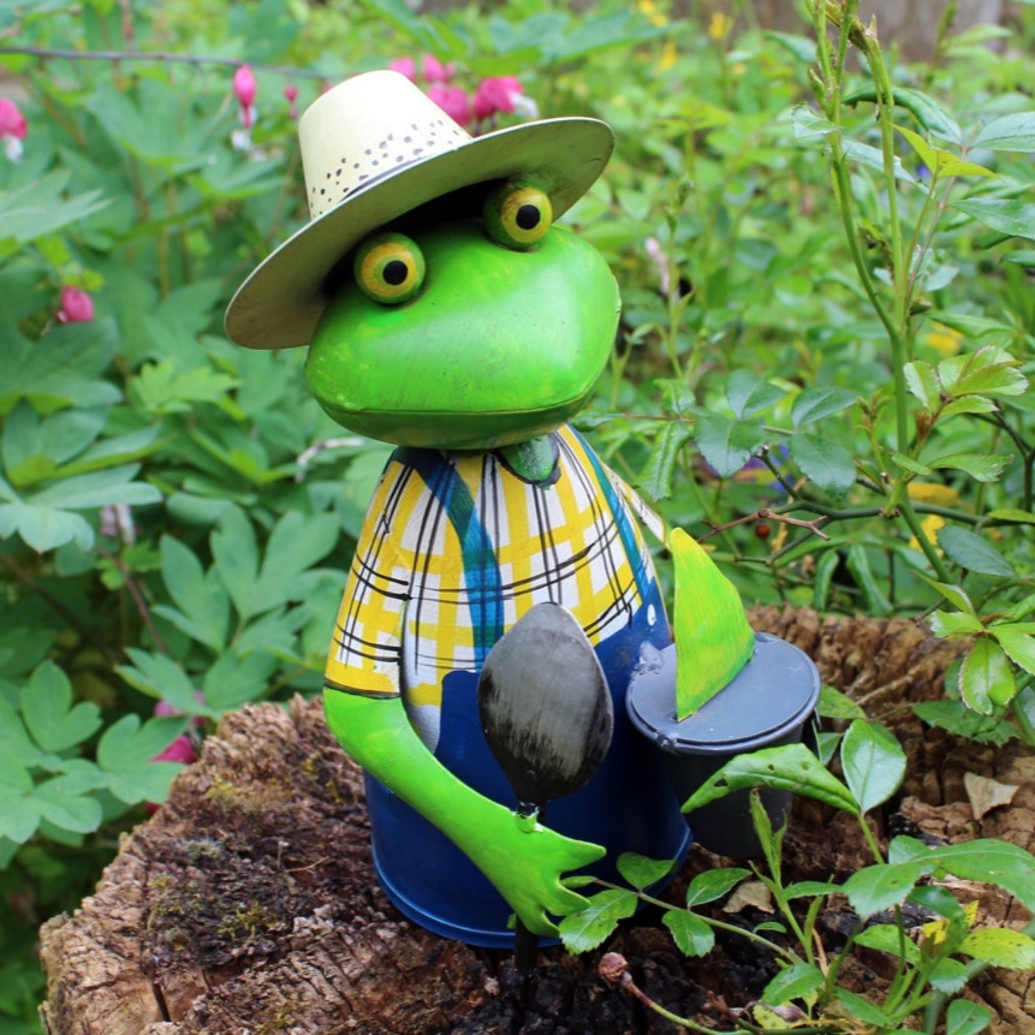 Zaunhocker Gärtner Frosch Pflanze H23cm Landhausstil