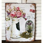 Blechschild Kanne Rosen Shabby Wandbild 25 x 33 cm