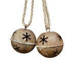 Dekoglocke Rost aus Metall mit Schneeflocken 8 cm