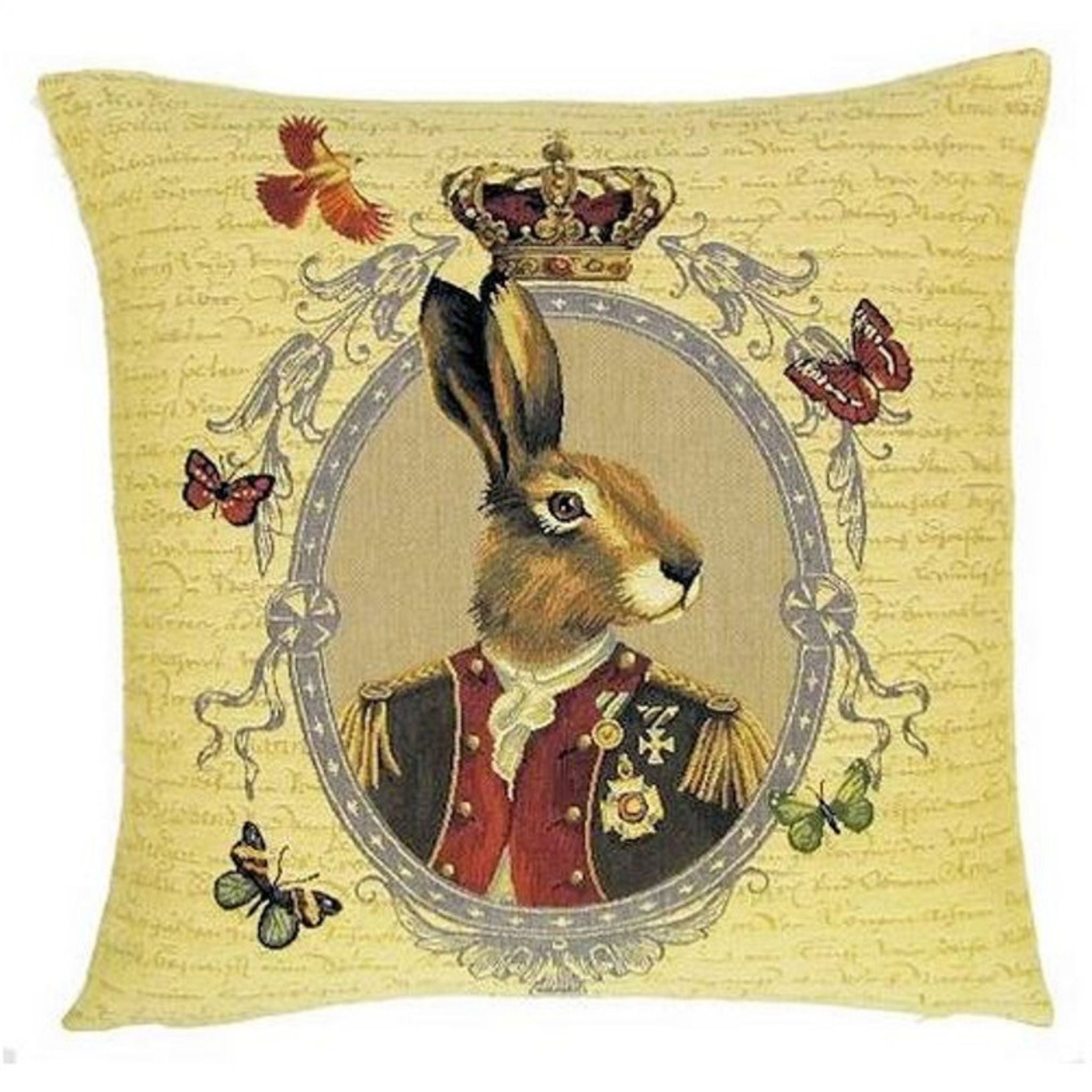 Gobelin Kissen Hase gerahmt Dekokissen Landhausstil