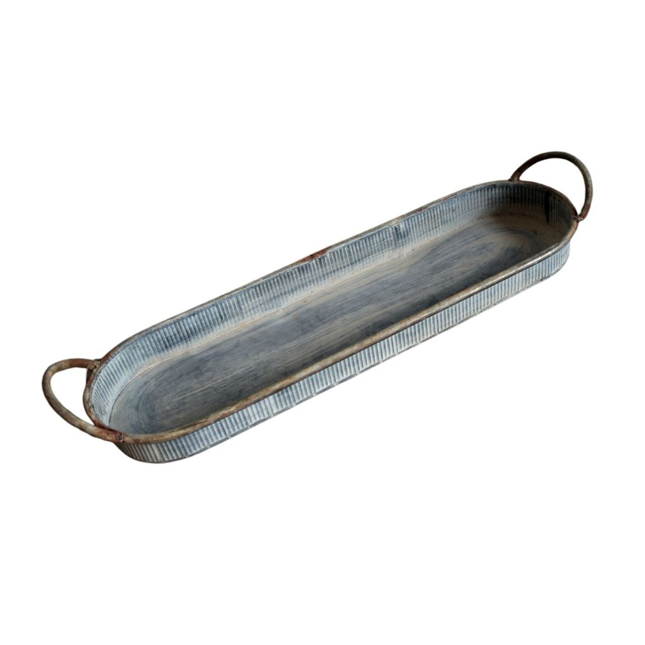 Zink Tablett Kerzenhalter Shabby Chic 50cm