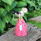 Gartenfigur Zaunhocker Maus Fernglas