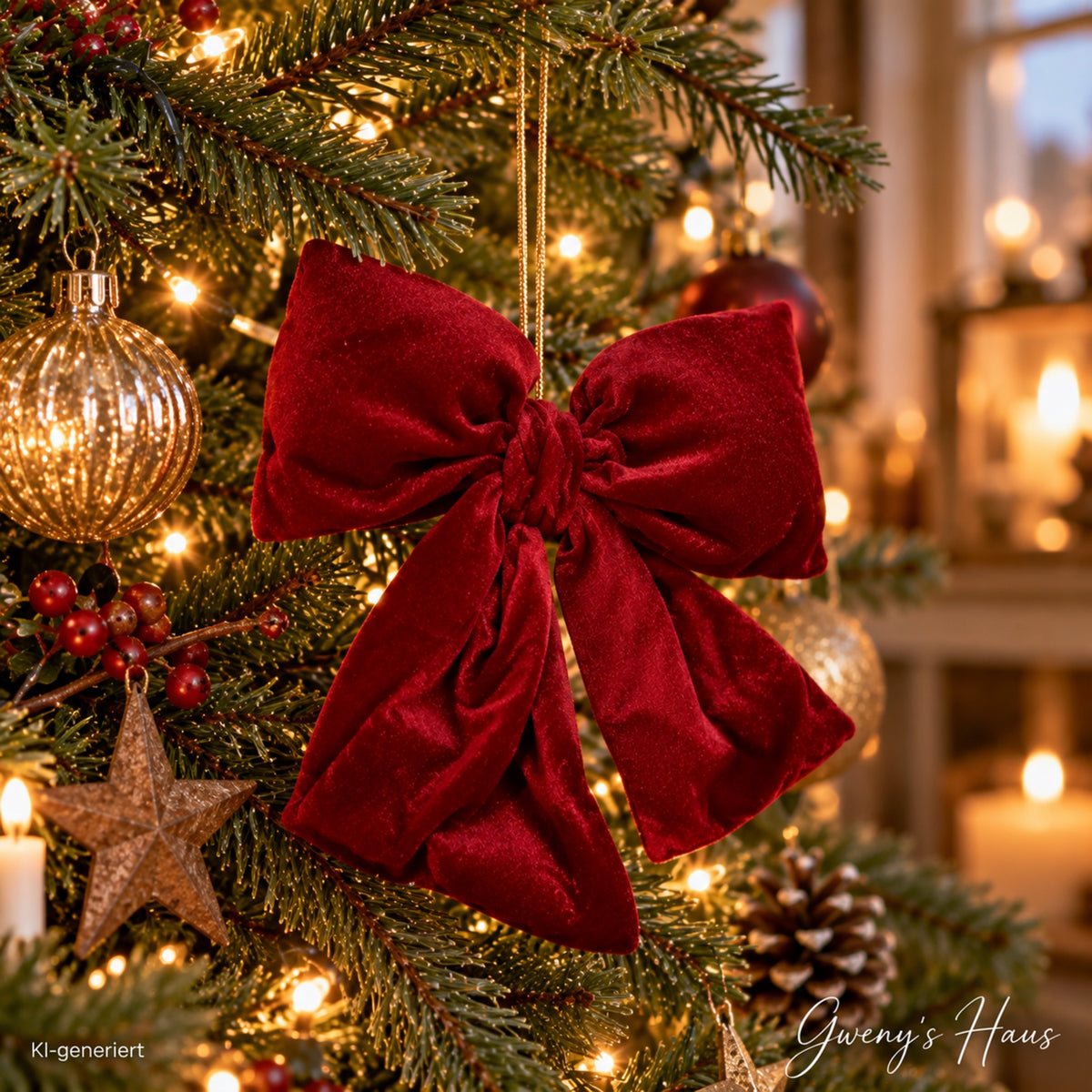 Dekoschleife Weihnachten Bordeauxrot Samtoptik 20 cm