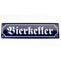 Emaille Schild Bierkeller Blau Weiß im Nostalgie-Stil 30x8cm