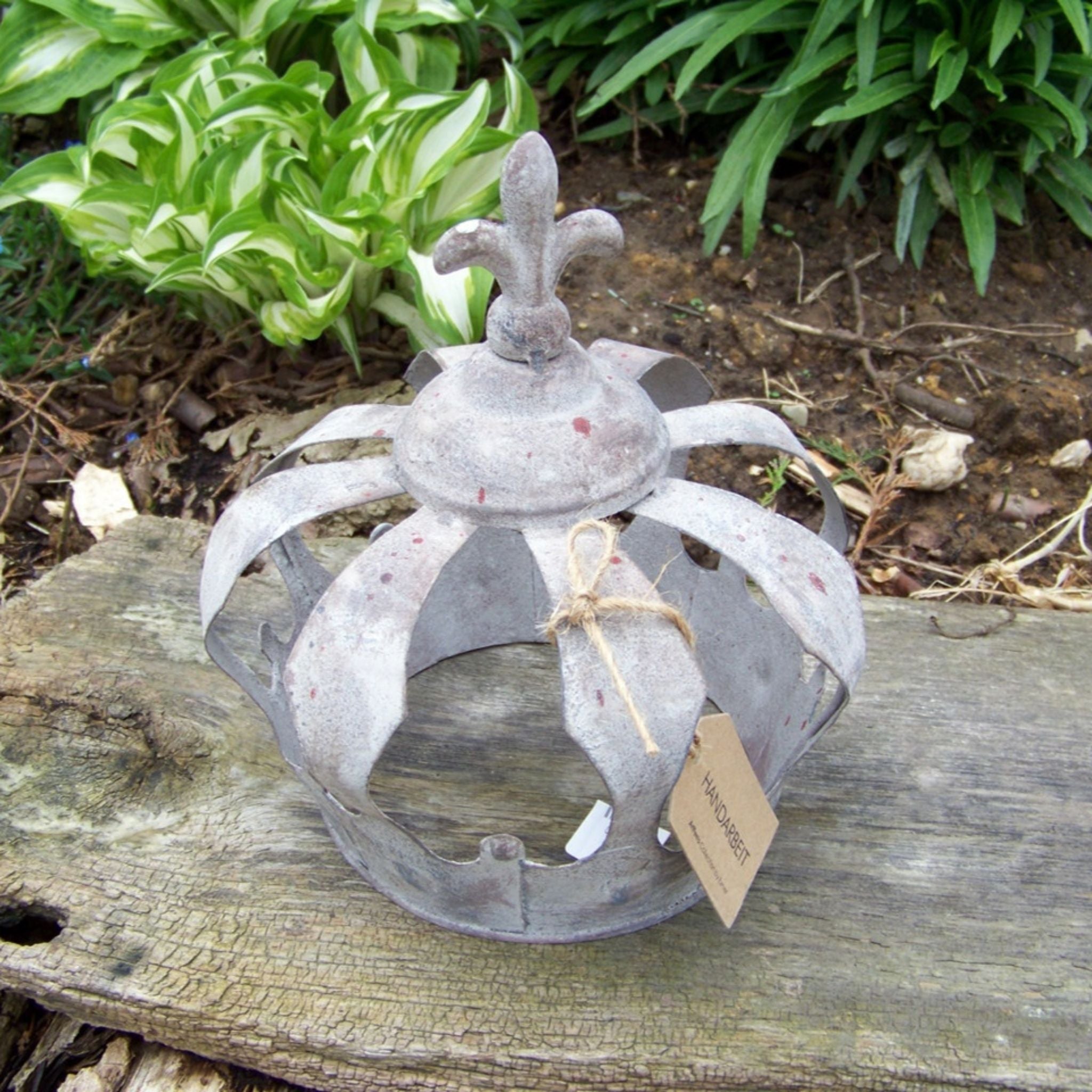 Deko Krone Metall Shabby Look Gartenkrone 24cm