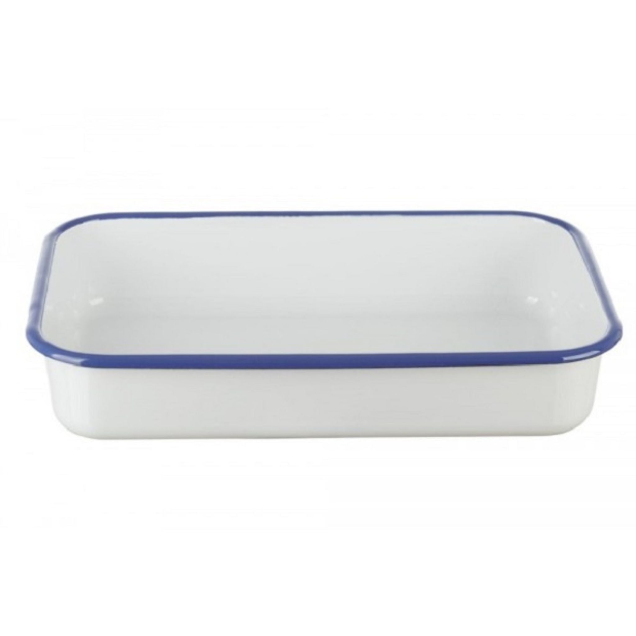 Emaille Auflaufform Weiß Blau im Landhausstil 30cm