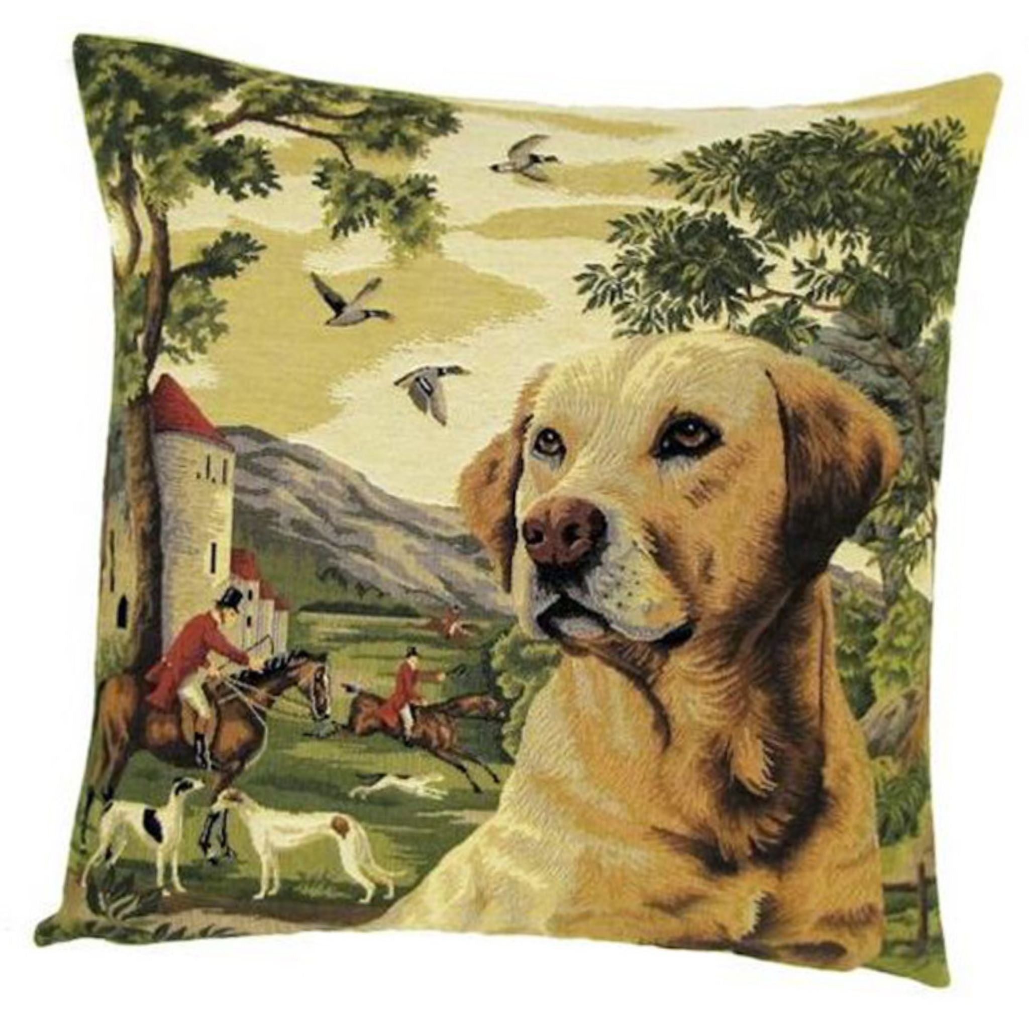Gobelin Kissen Labrador blond Landhaus 45x45cm