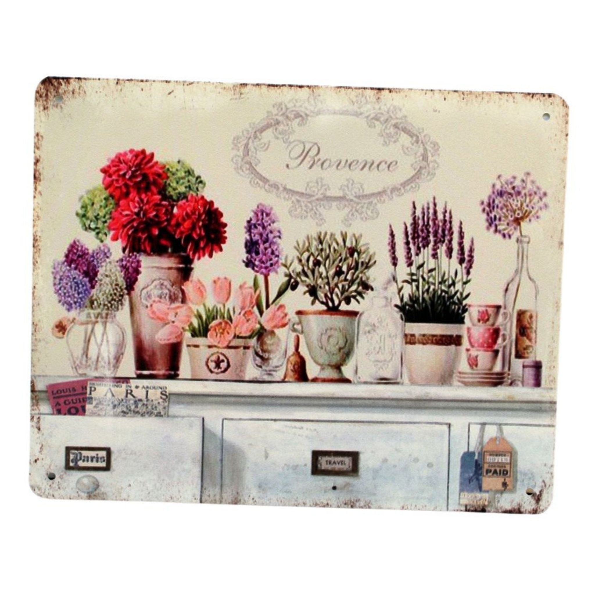 Shabby Blechschild Provence Nostalgie Blumen