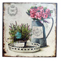 Metallschild Nostalgie Kanne Rosen Wandbild