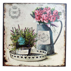 Metallschild Nostalgie Kanne Rosen Wandbild