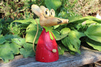 Zaunhocker Maus rot mit Schleife