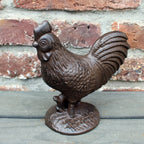 Hahn Gusseisen Antikbraun Schwere Gartenfigur H18cm