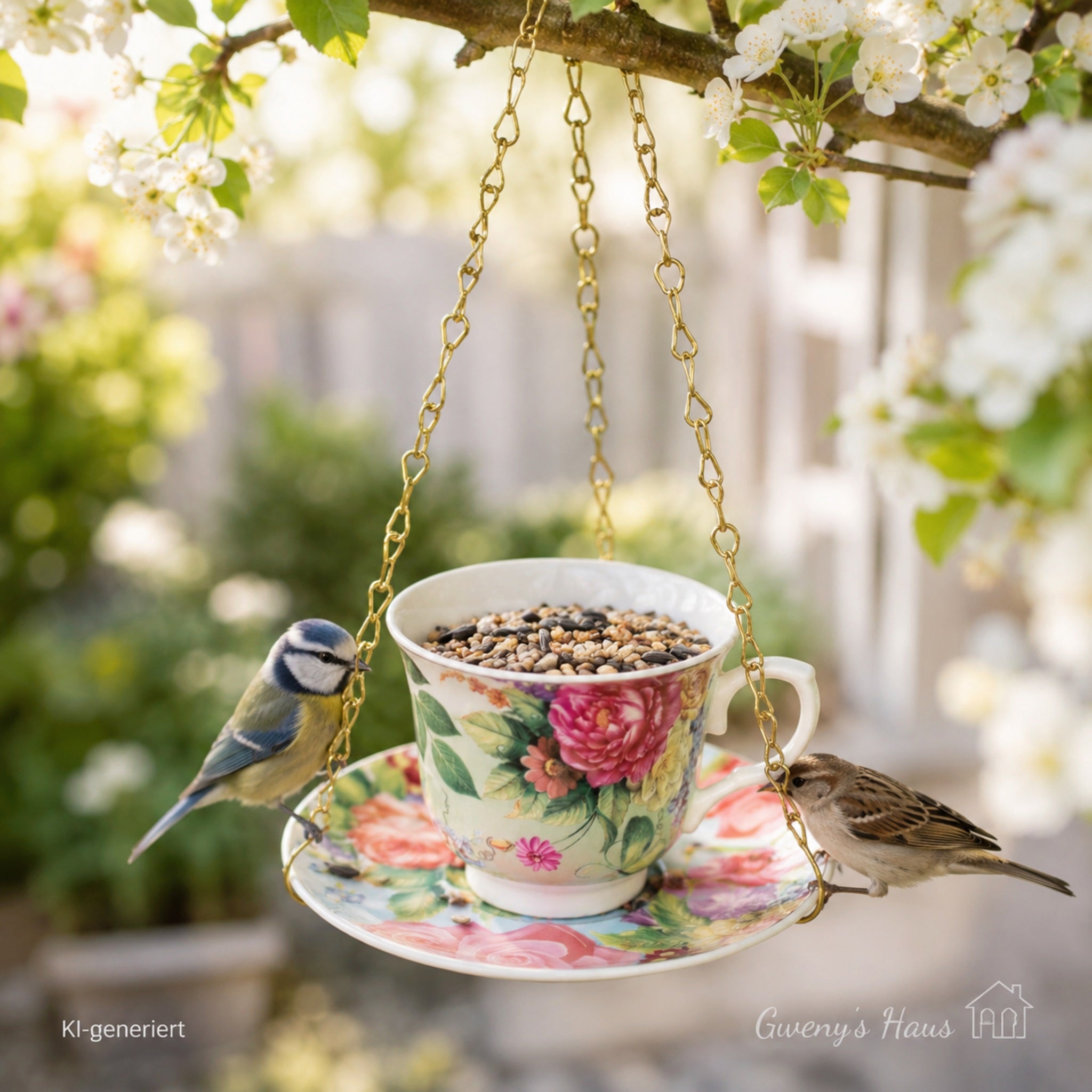 Gartendeko Vogelfutterplatz Teetasse
