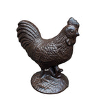 Hahn Gusseisen Antikbraun Schwere Gartenfigur H18cm