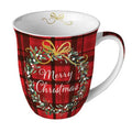 Porzellan Tasse Weihnachts Plaid rot 0,4 L