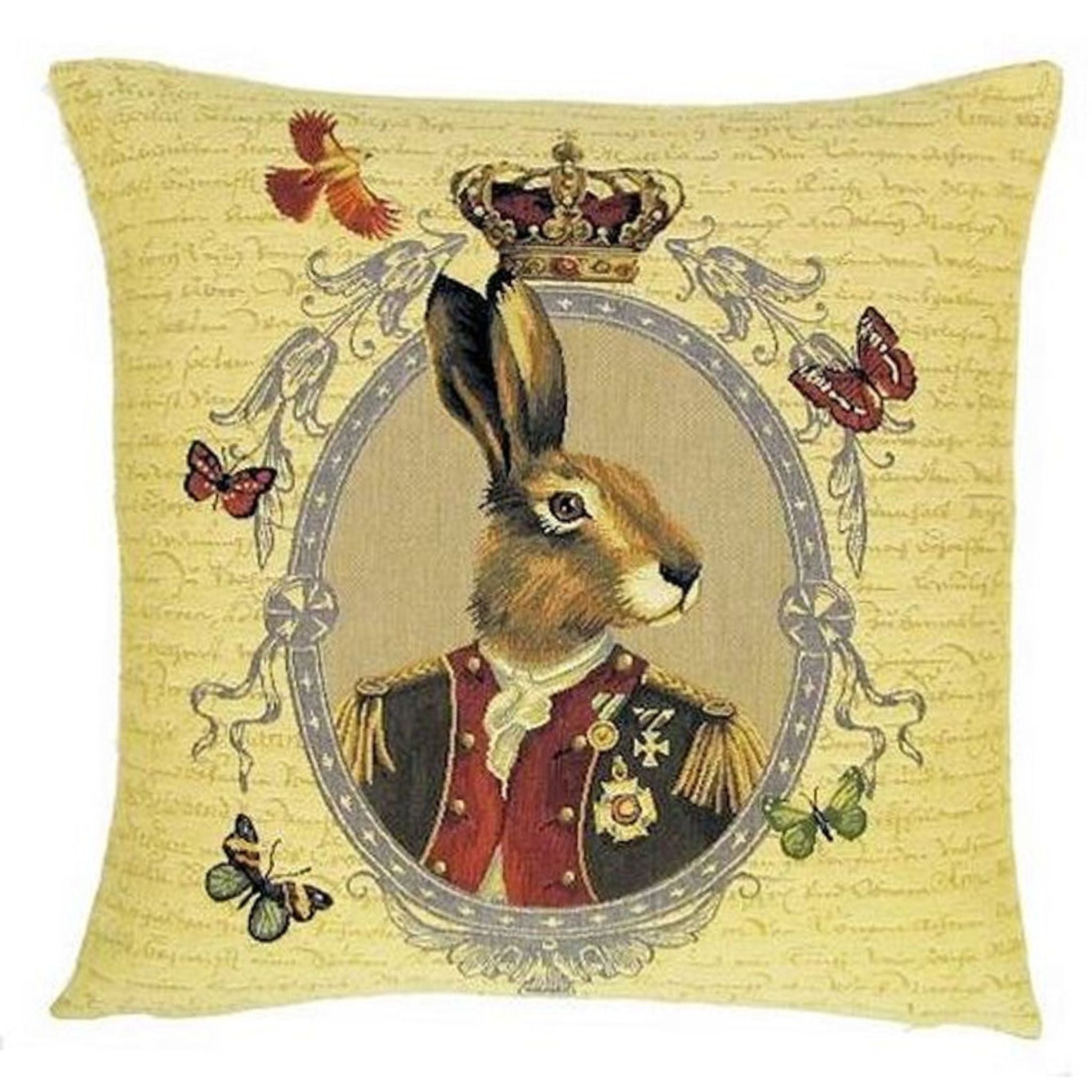 Gobelin Kissen Hase gerahmt Dekokissen Landhausstil