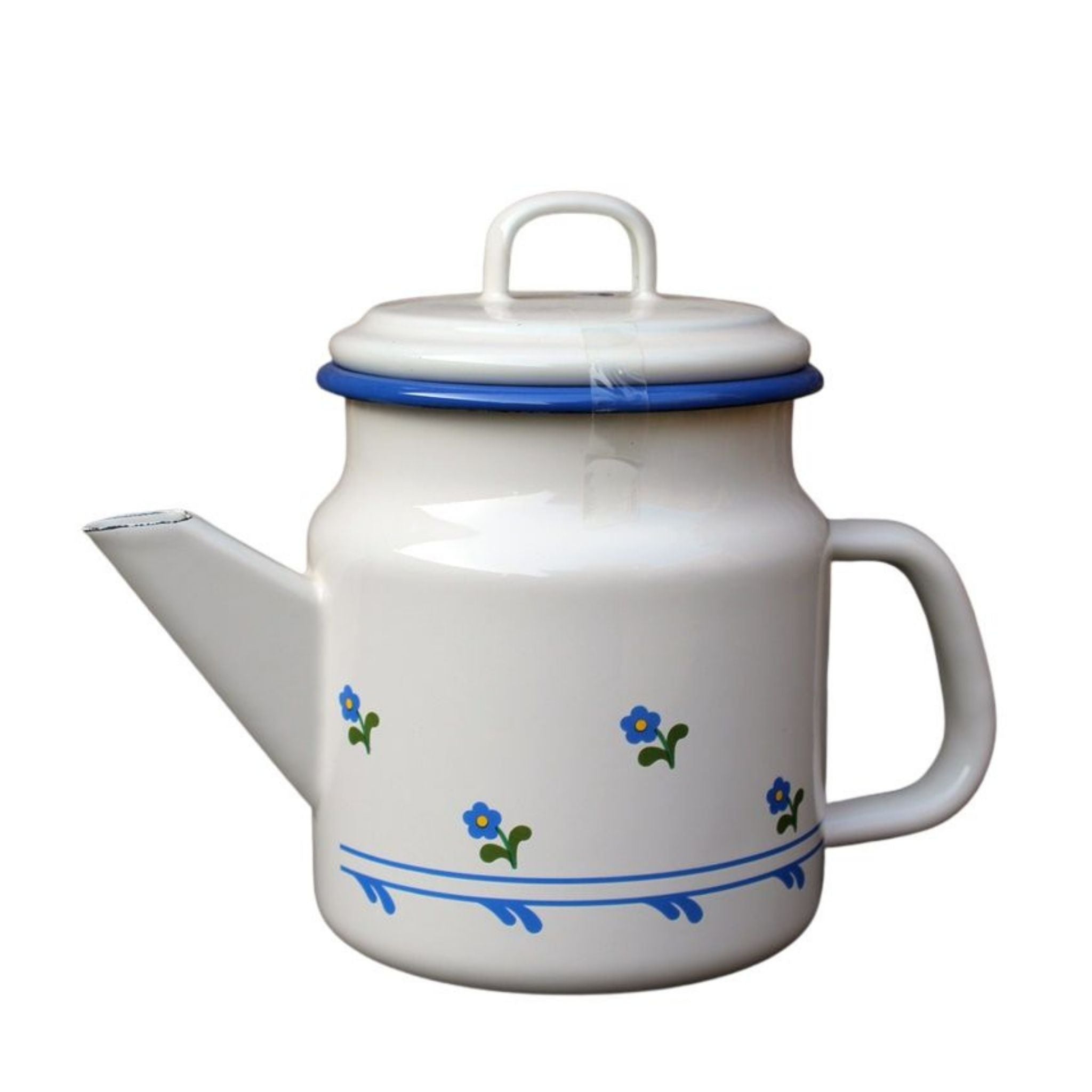 Emaille Teekanne Blümchen im Landhausstil 1,0L