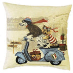 Gobelin Kissen Roller Hunde blau incl Füllung 45x45cm