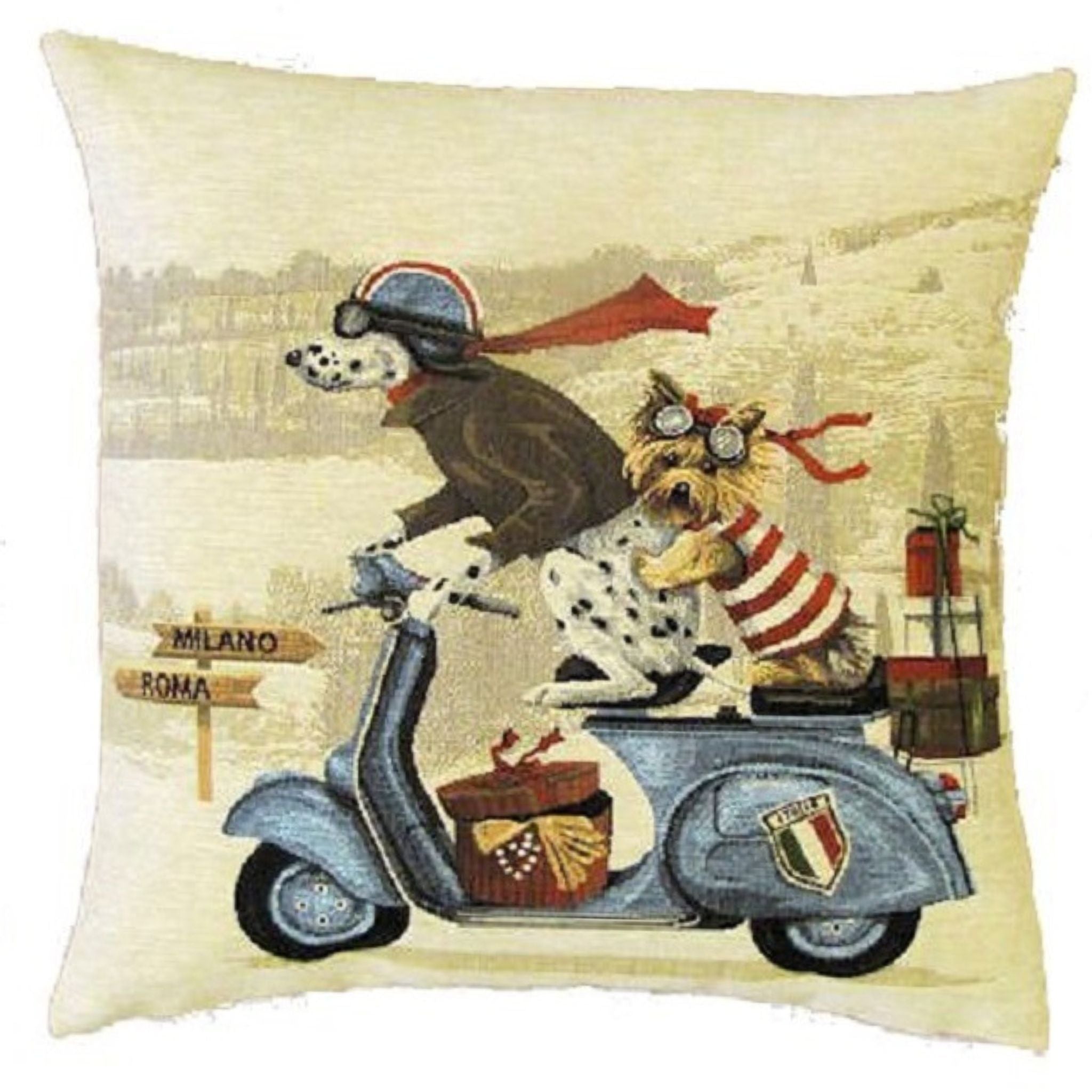 Gobelin Kissen Roller Hunde blau incl Füllung 45x45cm
