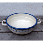 Emaille Bauernschüssel Blau Weiß Blumen 16cm