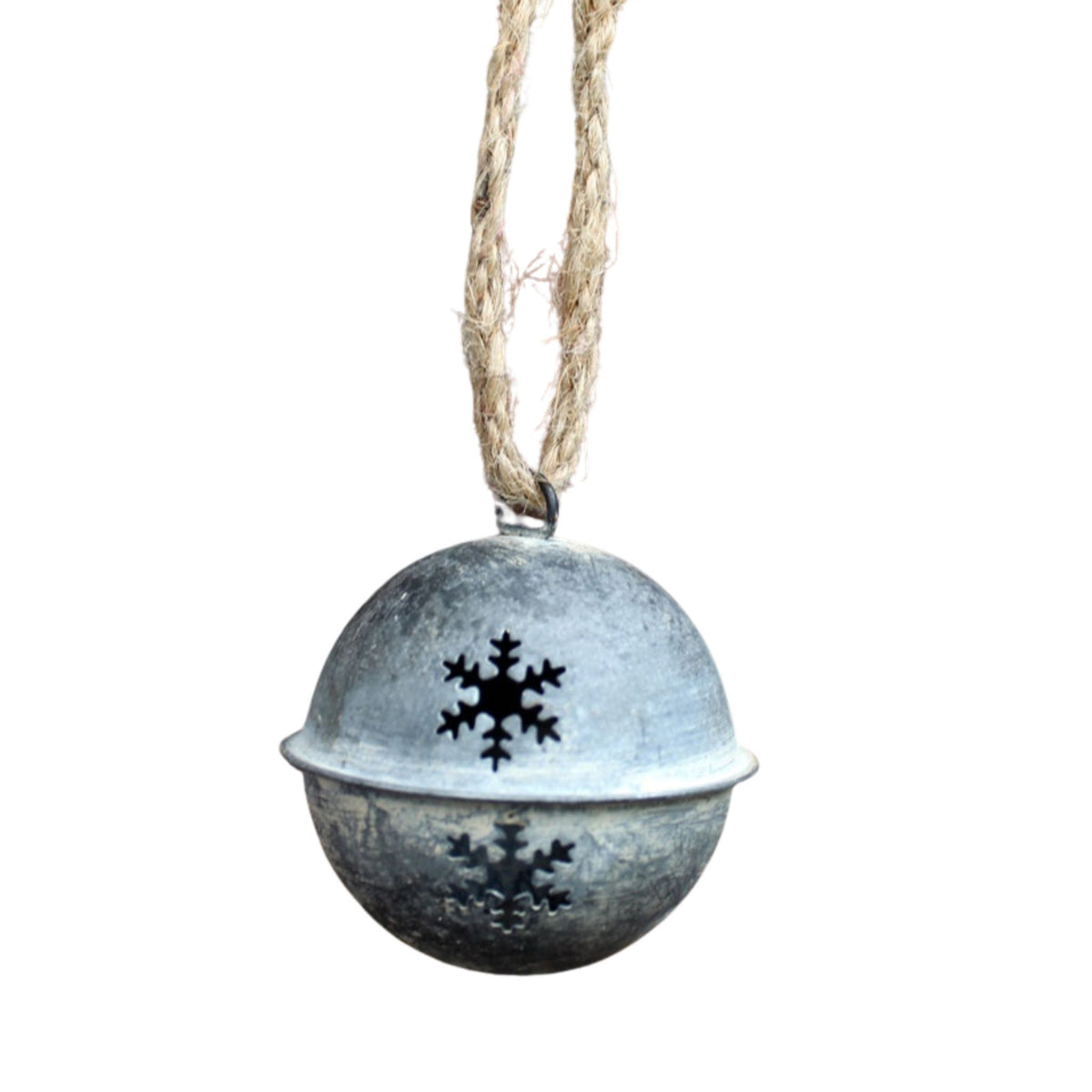 Zinkglocke Schelle mit Schneeflocken zum Aufhängen 6 cm