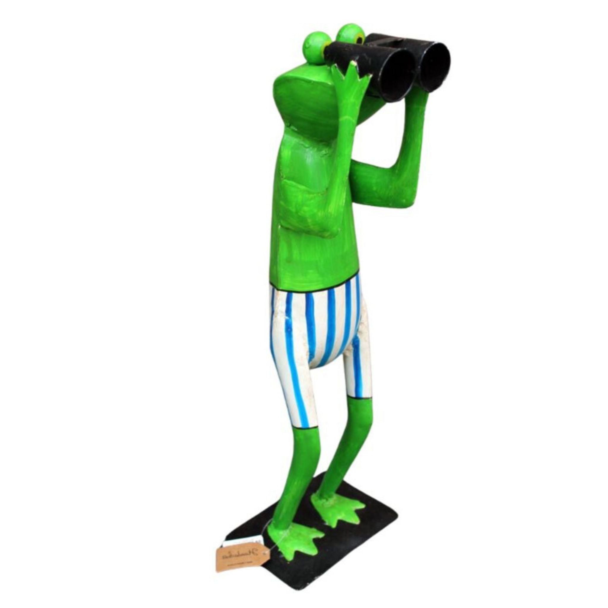 Gartenfigur Frosch Spanner Badehose blau