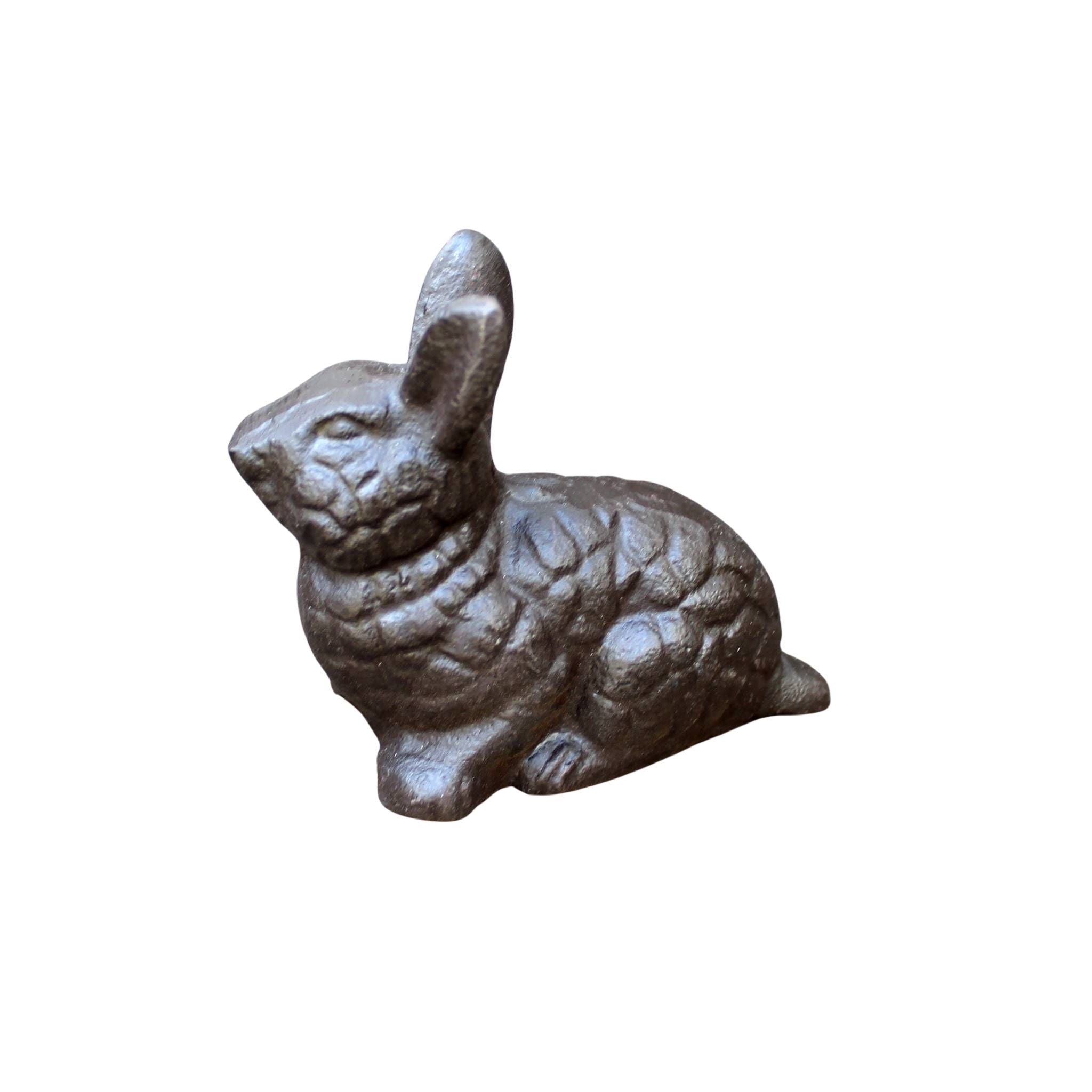 Gartenfigur Hase Gusseisen Antikbraun Landhausstil 11cm