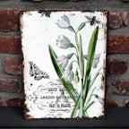 Shabby Blechschild Botanischer Garten Blumen Schmetterling